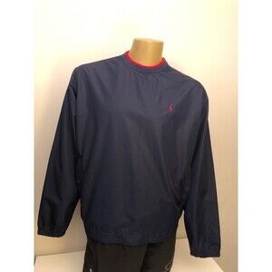 Vintage Polo Golf Ralph Lauren Windbreaker Pullover Men's MED Navy w/Red Pony